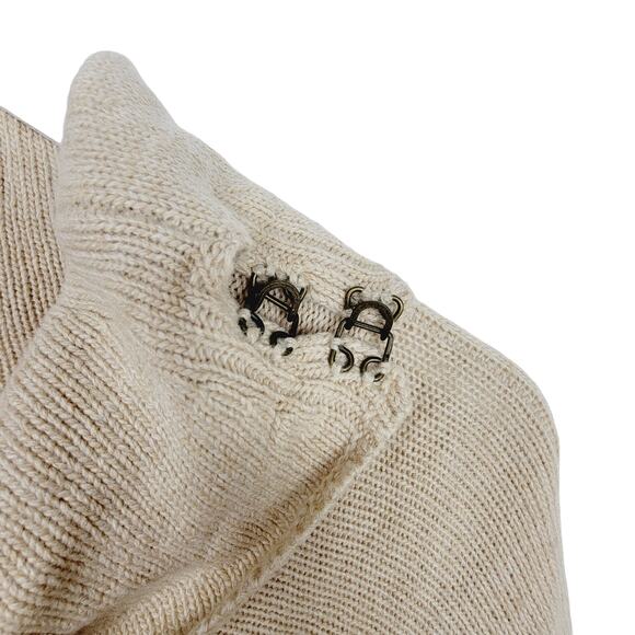 NYDJ Cable Knit Cowl Neck Cream Poncho Sweater - Size Small - Picture 5 of 8